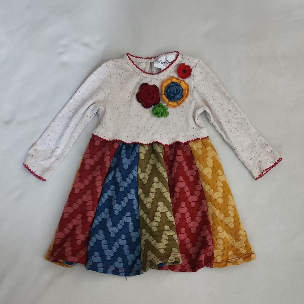 Rare Editions Multicolor Chevron Kids Dress